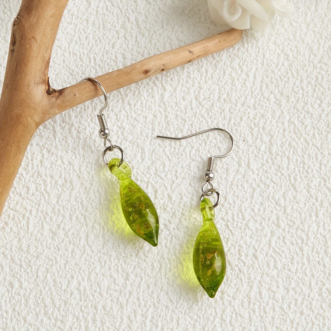 Women's Unique Teardrop Glass Pendant Earrings, Handmade